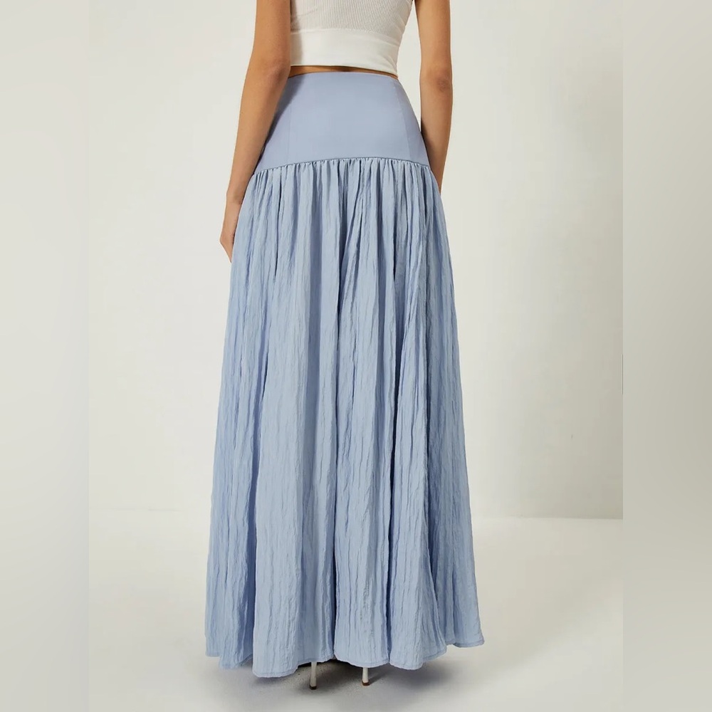 COMMENSE Solid High-Waisted Ruffle Pleated Maxi Skirt - Picture 5 of 11